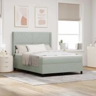 Легло с пружинирана основа Светлосиво 160 x 200 cm Кадифе