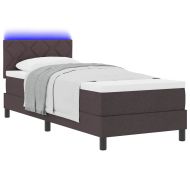 Легло с пружинирана основа Тъмен кафяв 80 x 200 cm текстил