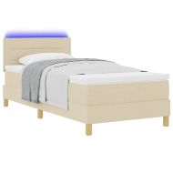 LED кутия за пружини с легло Крем 100 x 200 cm текстил