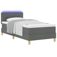 LED кутия за пружини с легло Тъмен сив 90 x 190 cm текстил