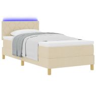 LED кутия за пружини с легло Крем 100 x 200 cm текстил