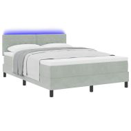 LED кутия за пружини с легло Светлосиво 140 x 190 cm Кадифе