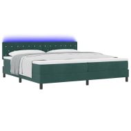 LED кутия за пружини с легло Тъмен зелен 200 x 200 cm Кадифе