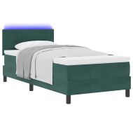 LED кутия за пружини с легло Тъмен зелен 80 x 200 cm Кадифе