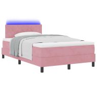 LED кутия за пружини с легло с LED Розово 120 x 190 cm Кадифе