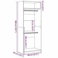 Гардероб с рафт Черния дъб 80 x 50 x 200 см Инженерно дърво