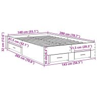Рамка за легло с чекмедже Кафяво 140 x 200 cm Инженерно дърво