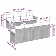 Градински Софа Комплект с възглавница 9 pcs Черно полиратан