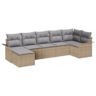 Градински Софа Комплект с възглавница 7 pcs Бежово полиратан