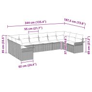 Градински Софа Комплект 10 pcs Светлосиво полиратан