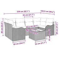 Градински Софа Комплект Черно 55 x 55 x 37 см полиратан