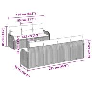 Градински Софа Комплект Черно 55 x 55 x 37 см полиратан