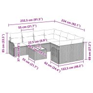 Градински Софа Комплект с възглавница 9 pcs Черно полиратан