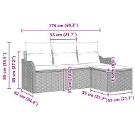 Градински Софа Комплект с възглавница 4 pcs Кафяво Полиратан