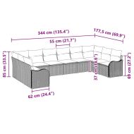 Градински Софа Комплект 10 pcs Черно полиратан