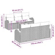 Градински Софа Комплект Светлосиво 55 x 55 x 37 см полиратан