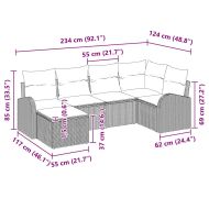 Градински Софа Комплект 6 pcs Черно полиратан
