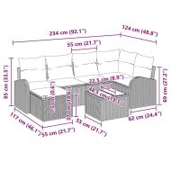 Градински Софа Комплект 7 pcs Сив полиратан