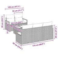 Комплект дивани 6 pcs Сив полиратан