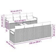 Комплект дивани с възглавница 7 pcs Черен и кремав полиратан