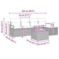 Комплект дивани с възглавница 6 pcs Сив полиратан