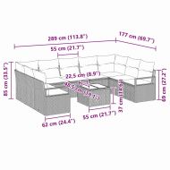 Комплект дивани с възглавница 10 pcs Сив полиратан