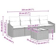 Комплект дивани с възглавница 5 pcs Черен и кремав полиратан