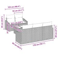 Комплект дивани с възглавница с възглавница 6 pcs Сив полиратан