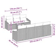 Комплект дивани с възглавница 8 pcs Черно полиратан