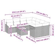 Комплект дивани с възглавница 9 pcs Черно полиратан