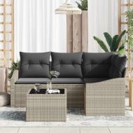 Комплект дивани с възглавница 5 pcs Светлосиво полиратан