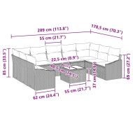 Комплект дивани с възглавница 10 pcs Светлосиво полиратан