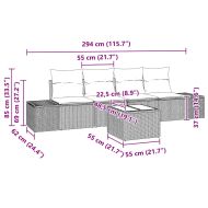 Комплект дивани с възглавница 5 pcs Светлосиво полиратан