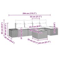 Градински Софа Комплект с възглавница 6 pcs Кафяво полиратан