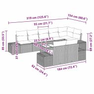 Градински Софа Комплект с възглавница 9 pcs Черно полиратан