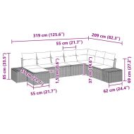 Градински Софа Комплект с възглавница 8 pcs полиратан