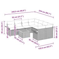 Градински Софа Комплект с възглавница 9 pcs Черно полиратан