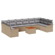 Градински Софа Комплект с възглавница 11 pcs Бежово полиратан