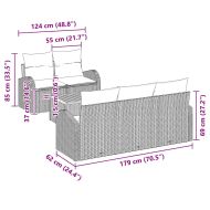 Градински Софа Комплект с възглавница 6 pcs Сив полиратан