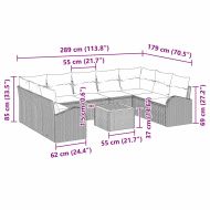 Градински Софа Комплект с възглавница 10 pcs Черно полиратан