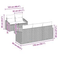 Градински Софа Комплект с възглавница 6 pcs Сив полиратан