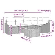 Градински Софа Комплект с възглавница 6 pcs Черно полиратан