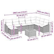 Градински Софа Комплект с възглавница 9 pcs Бежово полиратан