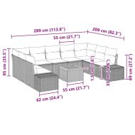 Градински Софа Комплект с възглавница 10 pcs Черно полиратан