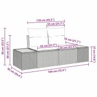 Градински Софа Комплект с възглавница 3 pcs Сив полиратан