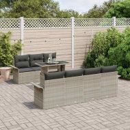 Градински Софа Комплект 8 pcs Светлосиво полиратан