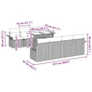 Градински Софа Комплект с възглавница 9 pcs Сив полиратан
