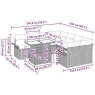 Градински Софа Комплект с възглавница 9 pcs Кафяво Полиратан