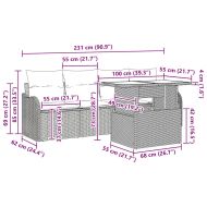 Градински Софа Комплект с възглавница 5 pcs Бежово Полиратан