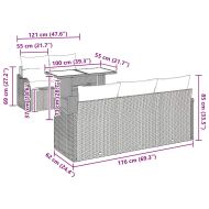 Градински Софа Комплект 6 pcs Черен и кремав полиратан